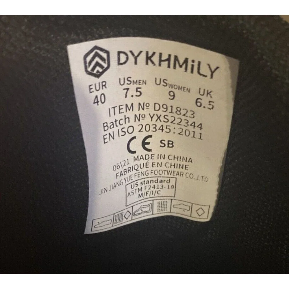 DYKHMILY Steel Toe Shoes for Men 7.5 or Women 9 Comfortable Non Slip Work Shoes